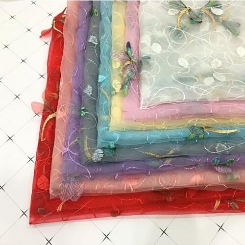 New Soft Mesh Yarn Lace Embroidered Apparel Fabric Three-dimensional Dragonfly Order Flower Children Dress Gown Wedding Fabric