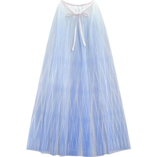 Girls Cosplay Elsa Cloak Costume Transparent Princess Capes for Party