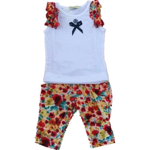Girls clothing 100% cotton 2018 summer new casual active floral kid children girls clothes vest+pant 2-8 years clothing set
