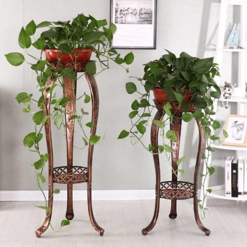 European Wrought Iron Flower Stand Green Luo Lan Lan Living Room Floor Indoor Imitation Wood Flower Pot Rack Floor Flower Stand