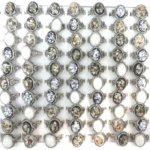 Mixed Color Oval Shell Rings Fit Women Factory Direct Price 50pcs/lot Wholesale