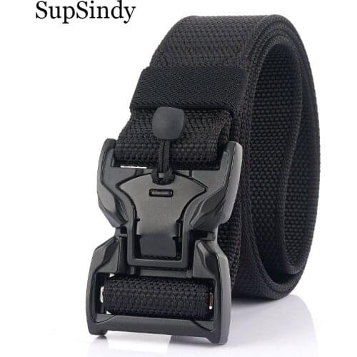 SupSindy Army Military Men Real nylon tactical belt Quick release magnetic buckle canvas belt jeans Waistband outdoor male strap
