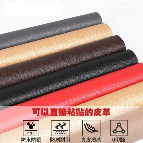 Manufacturer Direct Supply 137cmx50cm Pu Litchi Pattern Back Glue Self-adhesive Leather DIY Sofa Furniture Car Interior Repair