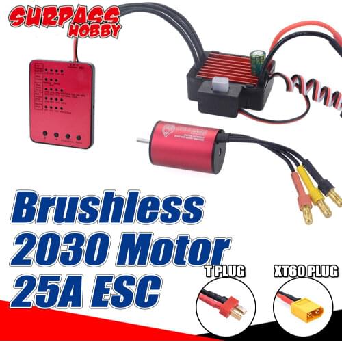 SURPASS HOBBY Waterproof 2030 Brushless Motor 4500kv 6500kv 7200kv 25A ESC T/XT60 Plug Program Card for 2S 1/20 1/18 RC Racing