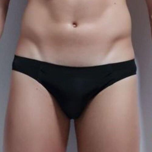 Mens Sexy Breathable Low-waist U-convex Solid Color Underwear Briefs Underpants Mens Ice Silk Briefs