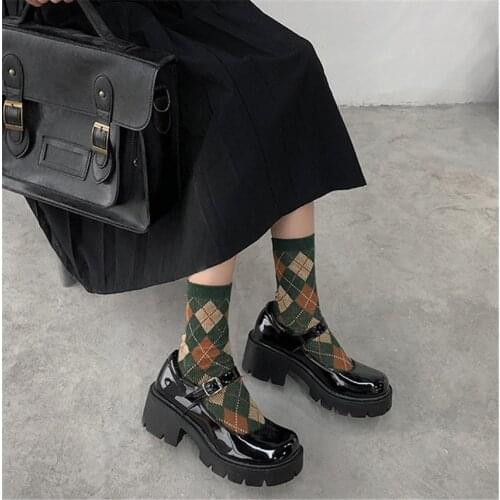 Black High Heels Shoes Women Pumps Fashion Patent Leather Platform Shoes Woman Round Toe Mary Jane Shoes D627