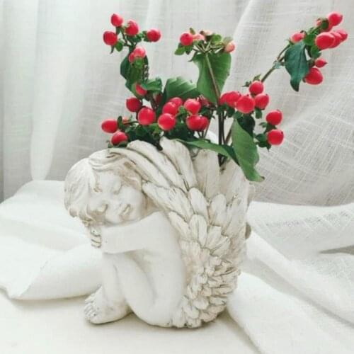 Unique Sculpture Flowerpot Decor Multi-use Plant Pot Decor Resin Angel Shape Decorative Planter Pot Decor for Living Room