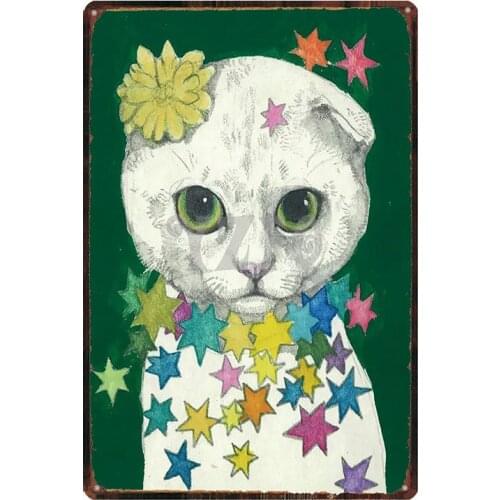 Japanese Cat Sign Plaque Metal Vintage Metal Plate For Wall Poster Bar Art Home Decor Cuadros DU-2893