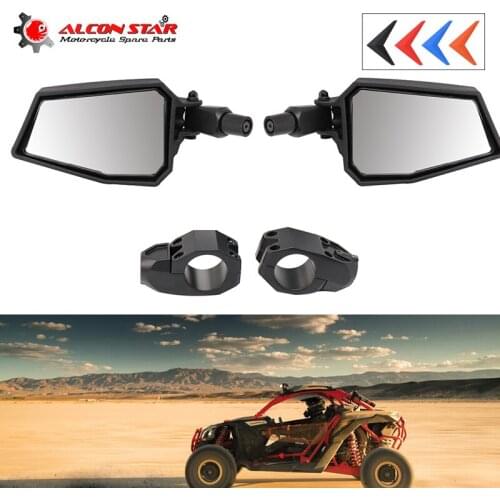 Alconstar- 1 Pair UTV Side View Mirrors Rearview Mirror Race Rear view Mirror Side View 1.75"Clamp Adjustable for Polaris Ranger