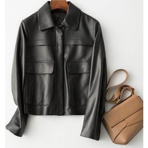 2020 New Genuine Leather Jacket Women 100% Sheepskin Coat Short Womens Real Leather Jackets Veste Femme O1908 KJ3531