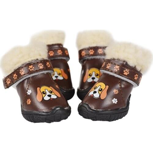 Winter Warm Paw Printed Waterproof Shoes Dogs Rain Snow Pet Boots For Small Animal Puppies Chihuahua Yorkshire Pet Shoes