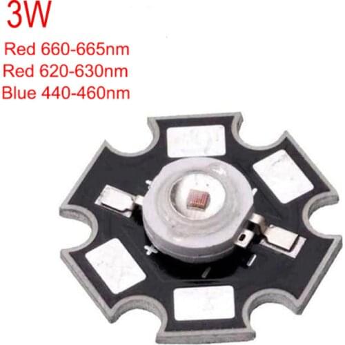 10pcs/lot 3W 45mil Chip Deep Red 660~665nm 620-630nm Royal Blue 440-460nm LED bead diodes plant grow Light Lamp With 20mm base