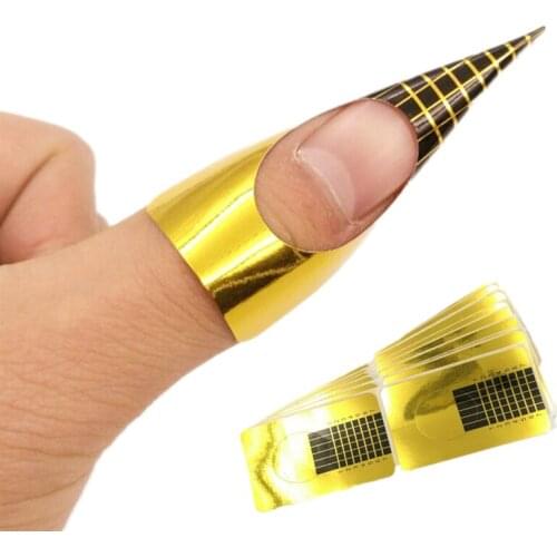 100pcs Professional French Nail Form Tips Acrylic UV Gel Extension Curl Form Builder Gel Sticker Art Guide Manicure Stencil