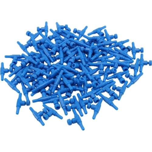 100Pcs Blue Plastic 2 Way Aquarium Fish Tank Air Pump Control Valve for 4mm Air Pipe