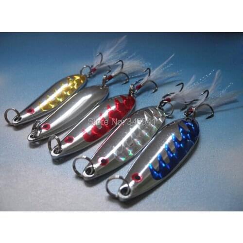 5Pcs/Lot Spinner Spoon Fishing Lure with Reflective Scale Metal Artificial Bait Hard Bait Fish hook Fishing Tackle