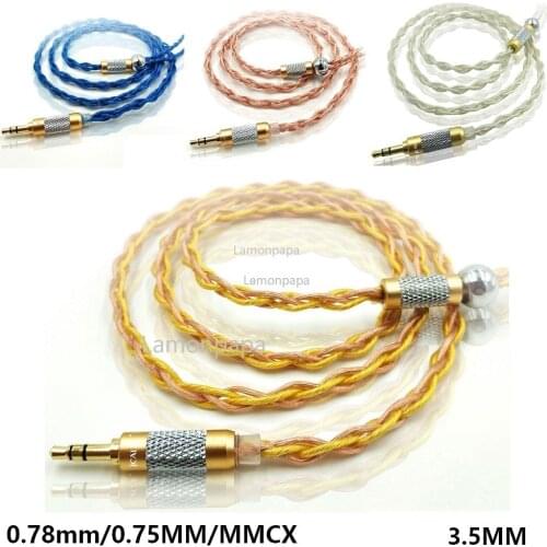5N Silver Plated Earphone Cable 0.35mm To Mmcx 0.78mm 0.75mm 2pin Replacement HiFi Upgrate Headphone Cable for Shure Kz TRN QDC