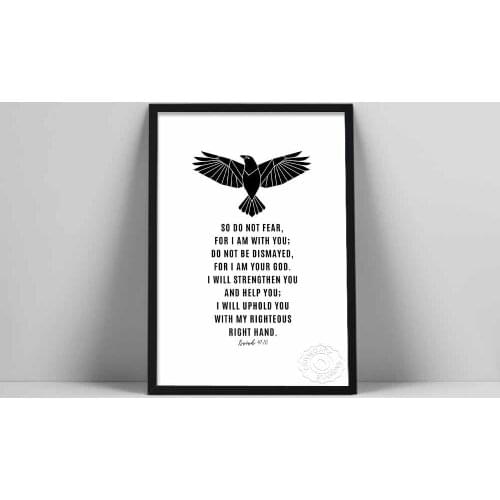 Scripture Wall Art Of Bible Verse Isaiah 41:10 NIV, Geometric Eagle Print For Your Christian Home Decor, Printable Bible Quote
