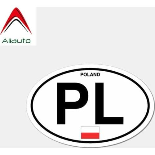 Aliauto Poland Polish Country Code Car Sticker Helmet Motorcycle Automobile Waterproof Reflective Decal Vinyl,11cm*7cm