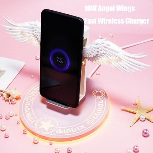 Qi 10W Fast Charging Angel Wings Wireless Charger for iPhone 8 Plus X XR 11 Pro Max Huawei Samsung Wireless Charge Dock Holder