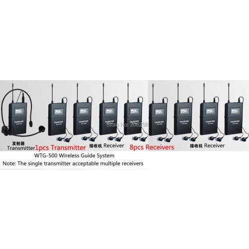 Boutique Takstar WTG-500 1 Transmitter+ 8 Receiver+MIC+8earphone UHF Wireless tour guide system voice device teaching earphones