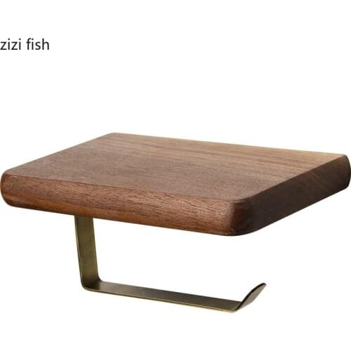 Black walnut Roll Holders Paper Beech wood Paper Towel Dispenser Toilet Bathroom decor Wall-mounted Punch Shelf Tissue Holder