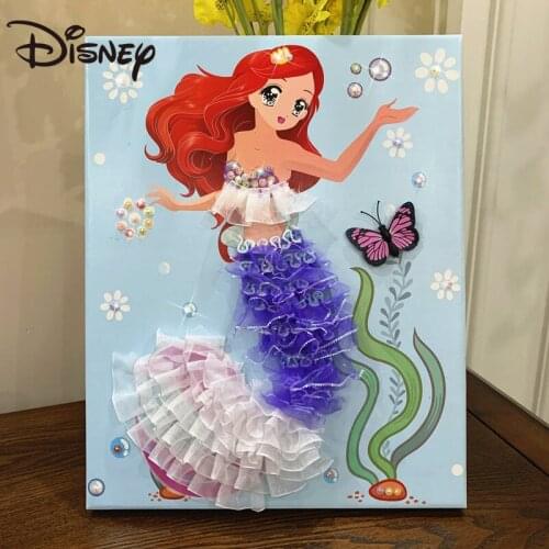 Disney mermaid children diy production package three-dimensional wall stickers paste painting princess room decoration painting