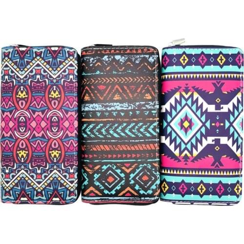 Abstract Pattern Long Wallet 2021 New Women Ethnic Wallet Fantasy PU Leather Bag Zipper Credit Card Holder Trendy Clutch Handbag