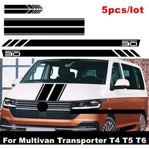 For Volkswagen VW Multivan Transporter T4 T5 T6 5pcs/lot Car Body Side Door+Engine Cover+Rearview Mirror Stripe Sticker Decal