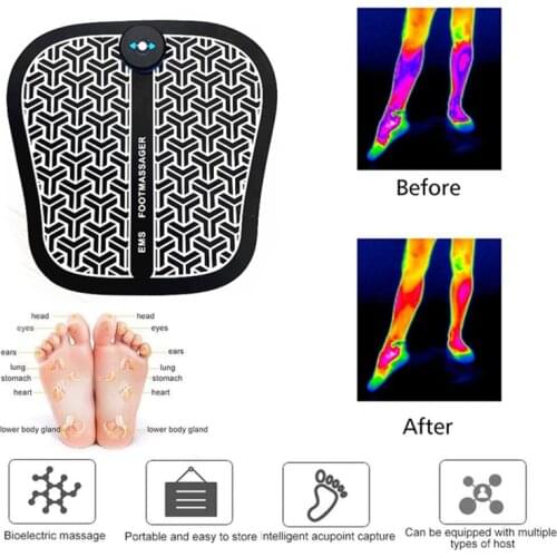 Electric EMS Foot Massager Pad USB Charging Feet Muscle Stimulator Foot Massage Shiatsu Tens Foot Vibrate Massage Mat