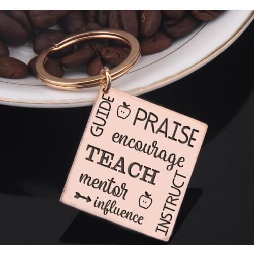 Stainless Steel Personality Custom Keychain Teachers Day Keychain Teacher GUIDE PRAISE Encourage Teach Influence Our Life