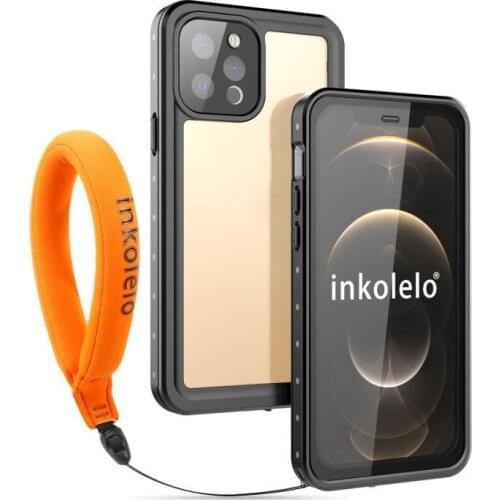 Inkolelo iPhone 12 Pro Waterproof Case Built-in Screen IP68 Full Sealed Shockproof Cover for Summer Swimming Diving Black