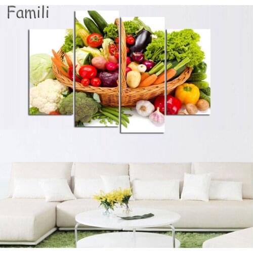 4 Piece Wall Art Painting Vegetables And Wine Tomatoes Print On Canvas The Picture Food 4 Pictures Oil Prints For Home Decor