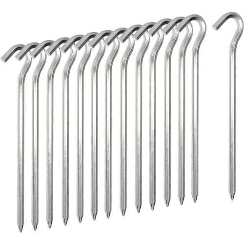 Tent Pegs 14 Pieces, 18Cm Metal Tent Hooks Pegs Pegs for Tents, Stakes Nails for Camping Awning Netting Tarpaulin