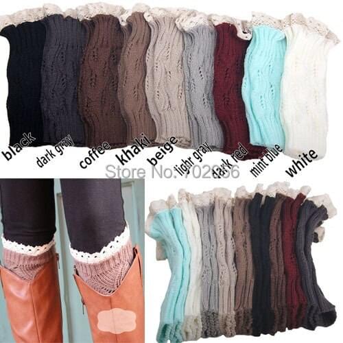 Lace Boot Cuffs knit boot topper lace trim faux legwarmers - lace cuff - shark tank leg warmers 9 colors #3737