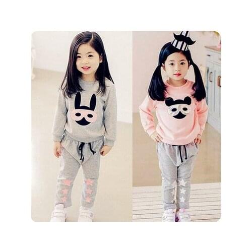 2019 hot sell new spring Kids Sweatshirt sets cartoon rabbit panda print sport girl boy clothes pink designer baby brand toddler