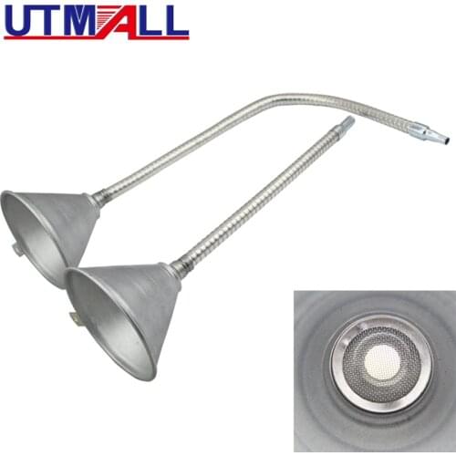 Metal/Iron Oil Funnel Oil Fuel Adding Tool For Car Vans With Flexible Pipe 370mm or 630mm With strainer