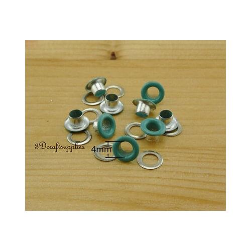 Eyelets metal with washer grommets green round 100 sets 4 mm AC72K
