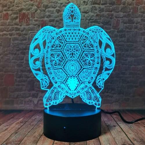 Lovely 3D Illusion LED Table Nightlight Colorful Changing Light Model Sea Turtle Animal Figure Toys baby