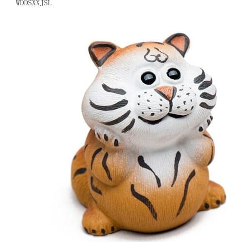 Cartoon Creative Purple Clay Tea Pets Zodiac Tiger Decoration Handwork Depict Home Living Room Tea House Accessories Tea Pets