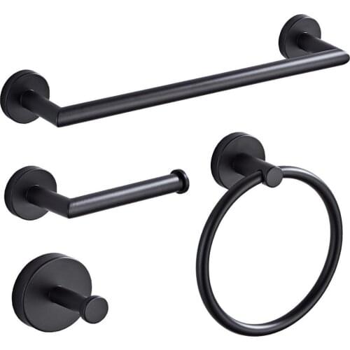 Bathroom Hardware Set Black Robe Hook Towel Rail Bar Rack Bar Shelf Tissue Paper Holder Holder Bathroom Accessories