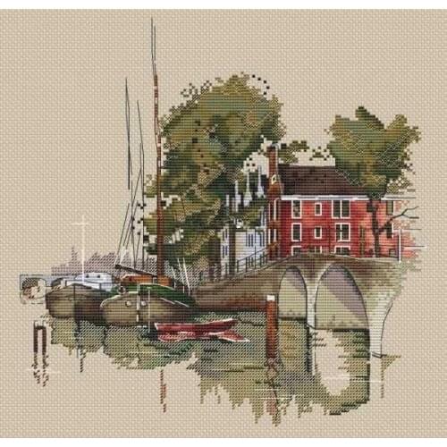 Amsterdam waterfront 36-36 cross stitch kit aida fabric 18ct 14ct canvas cotton thread embroidery kits DIY craft set