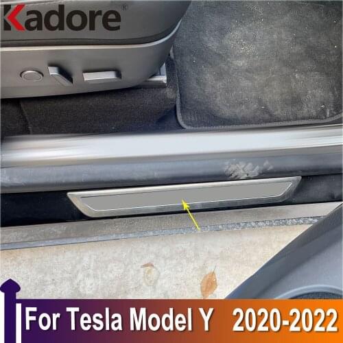 For Tesla Model Y 2020 2021 2022 Stainless Steel Outer Door Sill Scuff Plates Doors Sills Protectors Car Thresholds Sticker