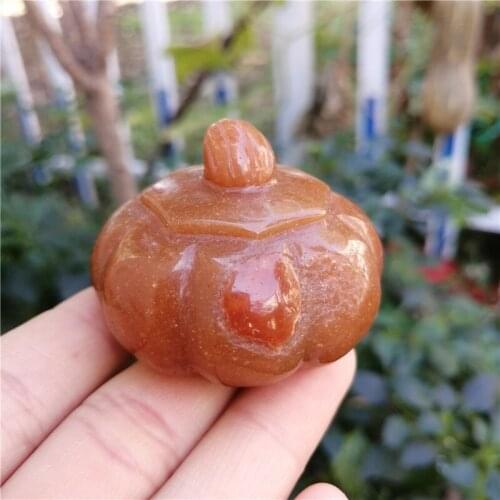 Natural Variety of gems Crystal Pumpkin Statue Crystal Figurine For Halloween Christmas Home Decoration Crafts