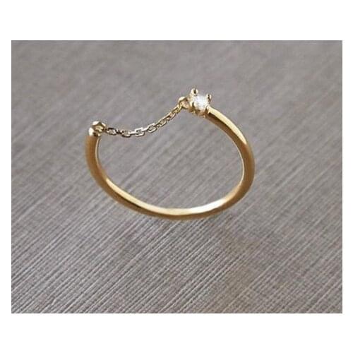 New trendy brand silver gold-plated inlaid zircon half-chain ring small and exquisite light luxury charm women silver jewelry