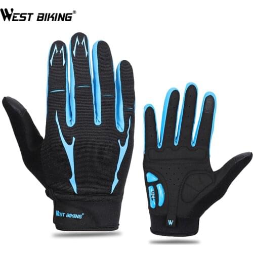 WEST BIKING Breathable Cycling Gloves GEL Liquid Silicone Palm Non-slip Sports Full Finger Bicycle Glove Half Finger Bike Gloves