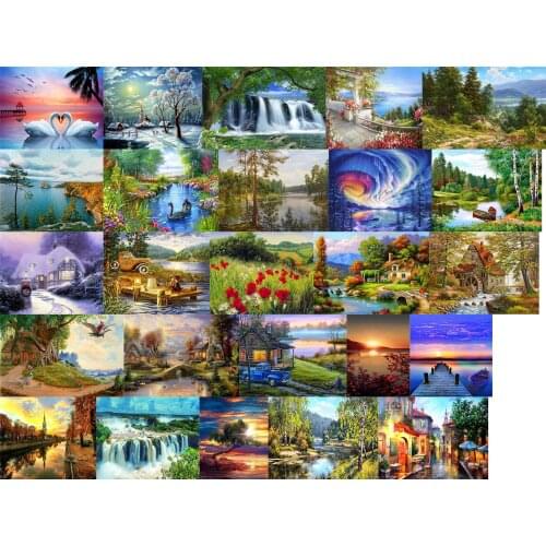 R41022 Landscape City Town cross stitch kit people 18ct 14ct 11ct count canvas stitches embroidery DIY handmade needlework