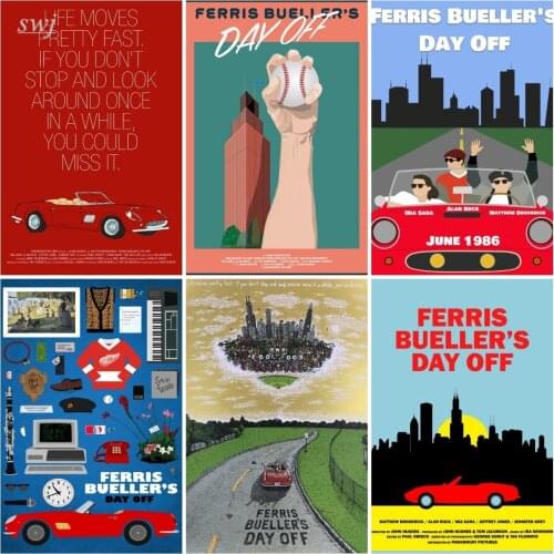 Retro Poster Movie Ferris Buellers Day Off Canvas Painting Wall Poster Wall Art Picture Poster Photos for Childrens Room Deco