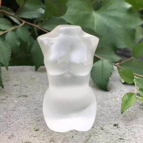 Hand carved natural selenite crystal gypsum female model body craft ornament