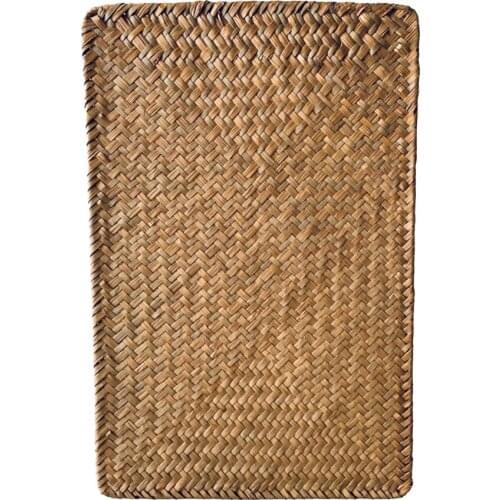 Placemat Handwoven Rectangular Seaweed Mat Placemats Hand-woven Heat 35x24CM Table Decoration Straw Pad