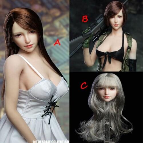 SDH017 1/6 Scale Female Cartoon Beauty White Muscle Head Sculpture 3 Styles Beauty Head Sculptures For 12'' Action Figure Body